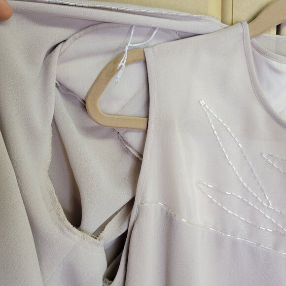 Vintage Ursula of Switzerland Women Dress Sz 16 Cream Layered w/ Open Blouse Set - Picture 3 of 16